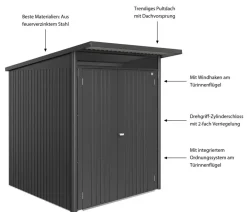 biohort Gartenhäuser & Gerätehäuser > Metallgerätehaus AvantGarde ECO A1, ca. B180/H218/T220 cm