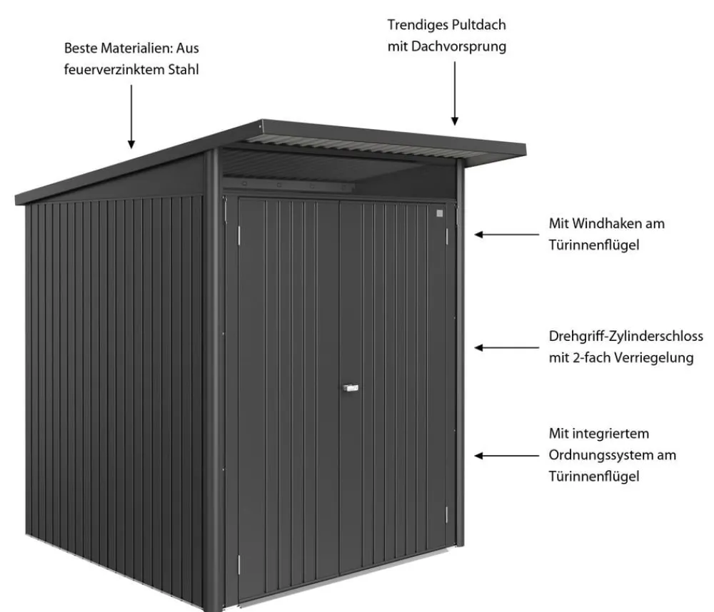 biohort Gartenhäuser & Gerätehäuser > Metallgerätehaus AvantGarde ECO A1, ca. B180/H218/T220 cm