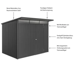 biohort Gartenhäuser & Gerätehäuser > Metallgerätehaus AvantGarde ECO A5, ca. B260/H218/T220 cm