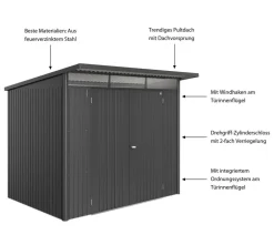 biohort Gartenhäuser & Gerätehäuser > Metallgerätehaus AvantGarde ECO A5, ca. B260/H218/T220 cm