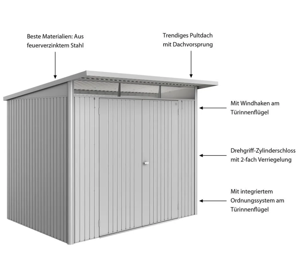 biohort Gartenhäuser & Gerätehäuser > Metallgerätehaus AvantGarde ECO A5, ca. B260/H218/T220 cm