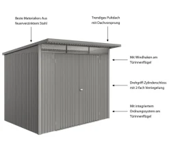 biohort Metallgerätehaus AvantGarde ECO A5, ca. B260/H218/T220 cm Quarzgrau Best