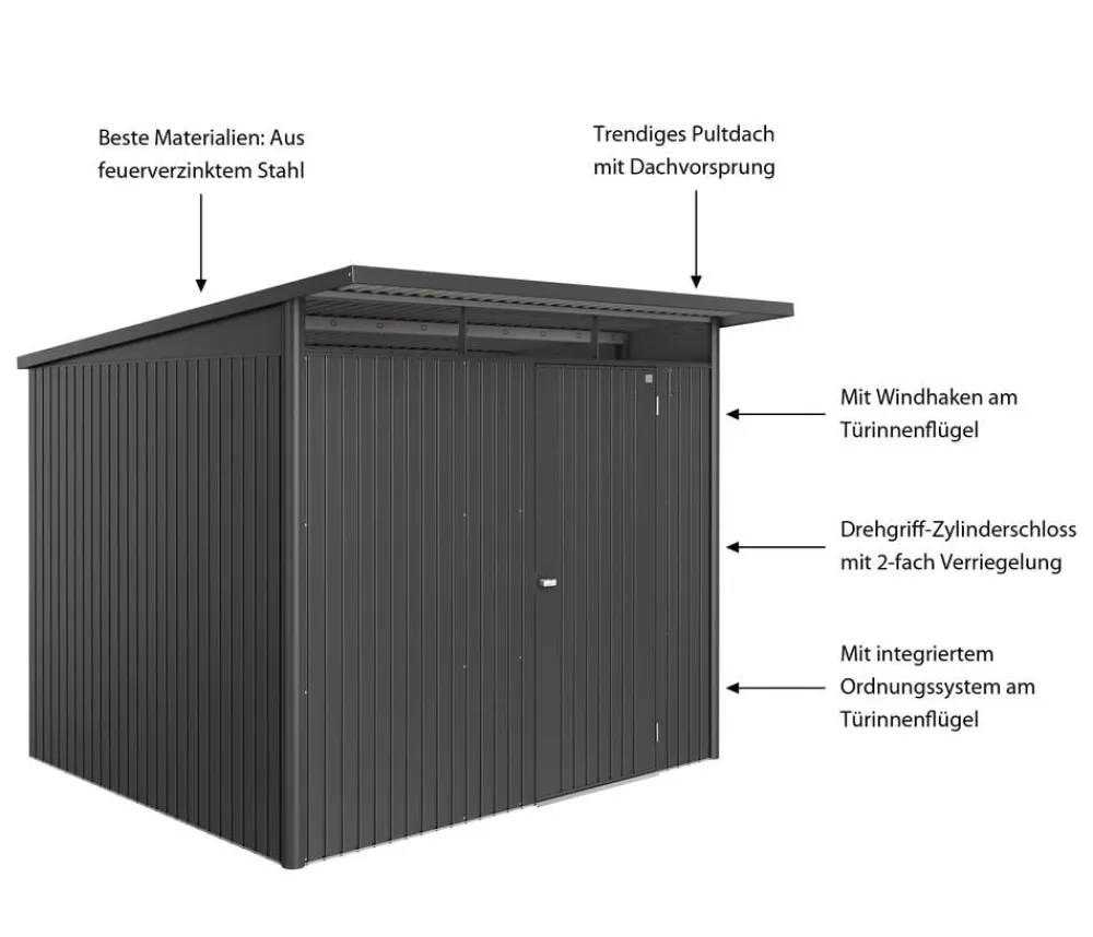 biohort Gartenhäuser & Gerätehäuser > Metallgerätehaus AvantGarde ECO A6, ca. B260/H218/T260 cm