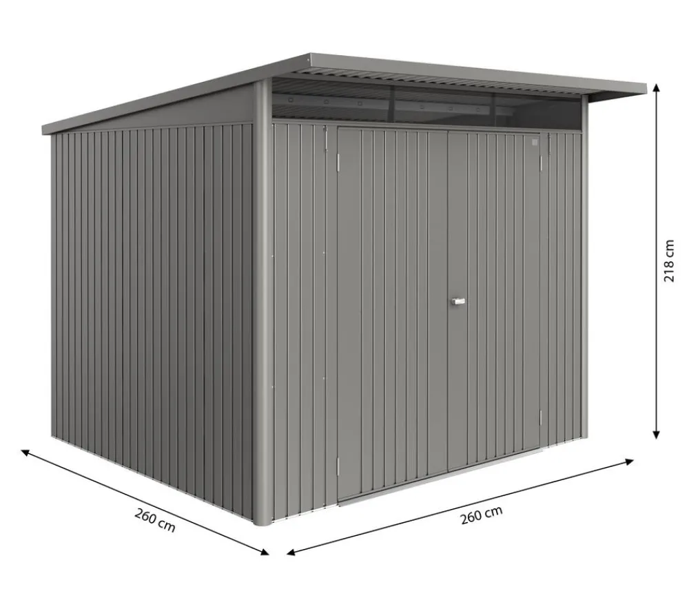 biohort Metallgerätehaus AvantGarde ECO A6, ca. B260/H218/T260 cm Quarzgrau