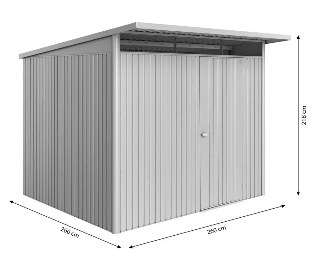 biohort Gartenhäuser & Gerätehäuser - Metallgerätehaus AvantGarde ECO A6, ca. B260/H218/T260 cm Silber