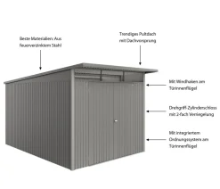 biohort Gartenhäuser & Gerätehäuser > Metallgerätehaus AvantGarde ECO A8, ca. B260/H222/T380 cm
