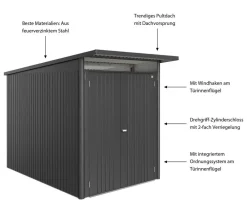 biohort Gartenhäuser & Gerätehäuser > Metallgerätehaus AvantGarde ECO A3, ca. B180/H217/T300 cm