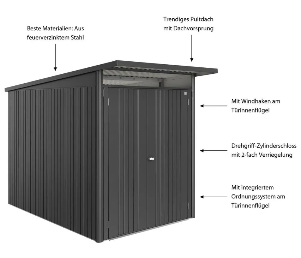 biohort Gartenhäuser & Gerätehäuser > Metallgerätehaus AvantGarde ECO A3, ca. B180/H217/T300 cm