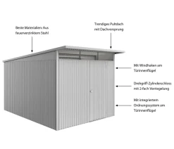 biohort Gartenhäuser & Gerätehäuser > Metallgerätehaus AvantGarde ECO A3, ca. B180/H217/T300 cm