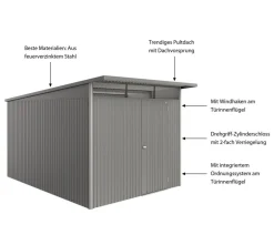 biohort Gartenhäuser & Gerätehäuser > Metallgerätehaus AvantGarde ECO A2, ca. B180/H218/T260 cm