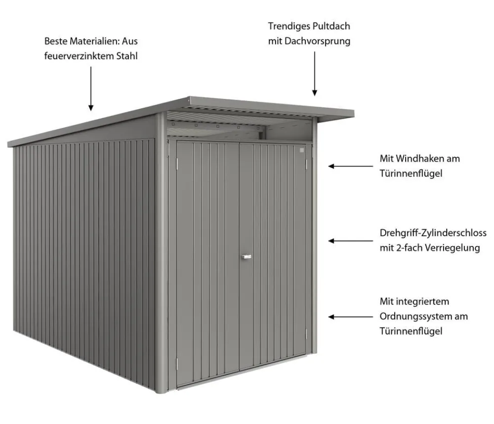 biohort Metallgerätehaus AvantGarde ECO A3, ca. B180/H217/T300 cm Quarzgrau Outlet