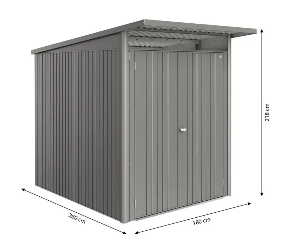 biohort Metallgerätehaus AvantGarde ECO A2, ca. B180/H218/T260 cm Quarzgrau Outlet