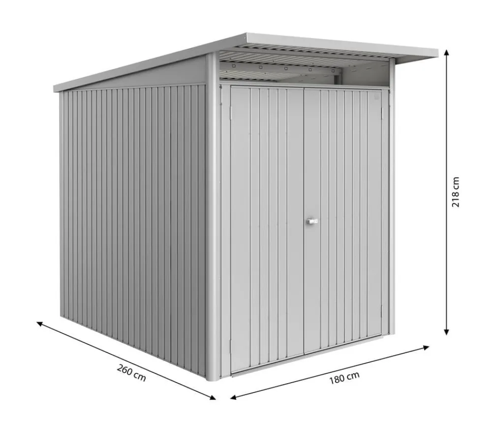 biohort Metallgerätehaus AvantGarde ECO A2, ca. B180/H218/T260 cm Silber Sale
