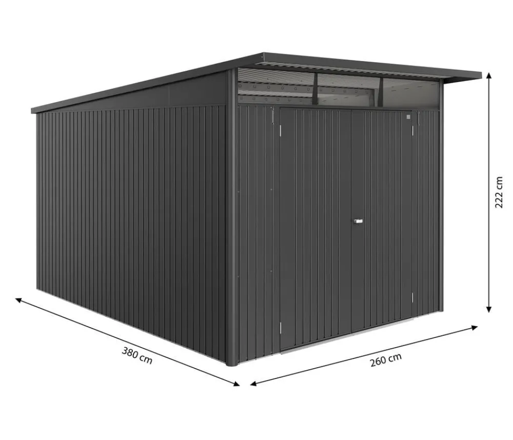 biohort Gartenhäuser & Gerätehäuser - Metallgerätehaus AvantGarde ECO A8, ca. B260/H222/T380 cm Dunkelgrau