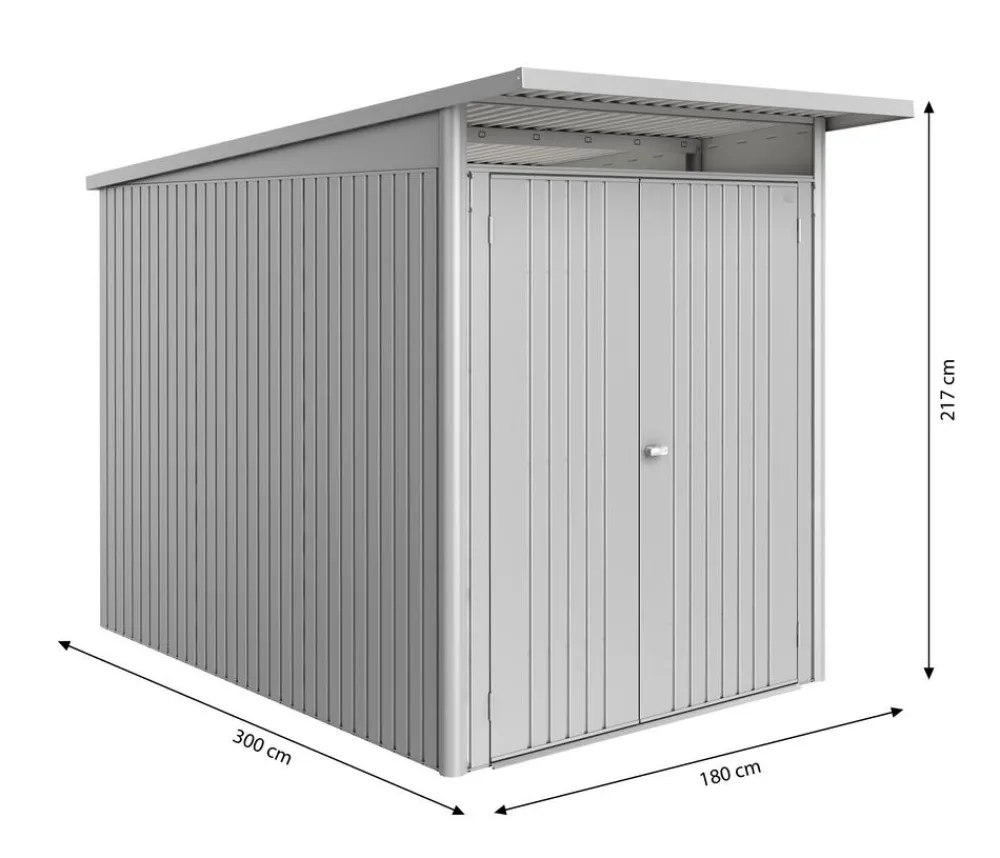 biohort Gartenhäuser & Gerätehäuser - Metallgerätehaus AvantGarde ECO A3, ca. B180/H217/T300 cm Silber