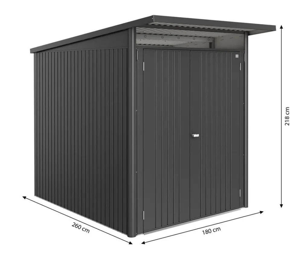 biohort Gartenhäuser & Gerätehäuser - Metallgerätehaus AvantGarde ECO A2, ca. B180/H218/T260 cm Dunkelgrau