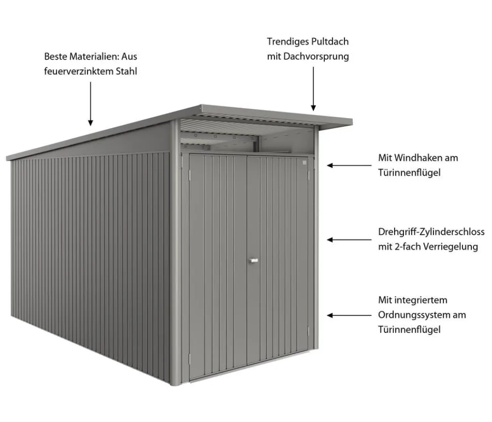 biohort Gartenhäuser & Gerätehäuser > Metallgerätehaus AvantGarde ECO A4, ca. B180/H222/T380 cm