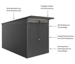 biohort Gartenhäuser & Gerätehäuser > Metallgerätehaus AvantGarde ECO A4, ca. B180/H222/T380 cm