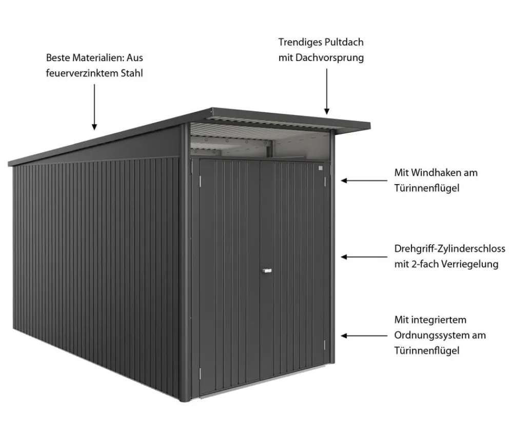 biohort Gartenhäuser & Gerätehäuser > Metallgerätehaus AvantGarde ECO A4, ca. B180/H222/T380 cm