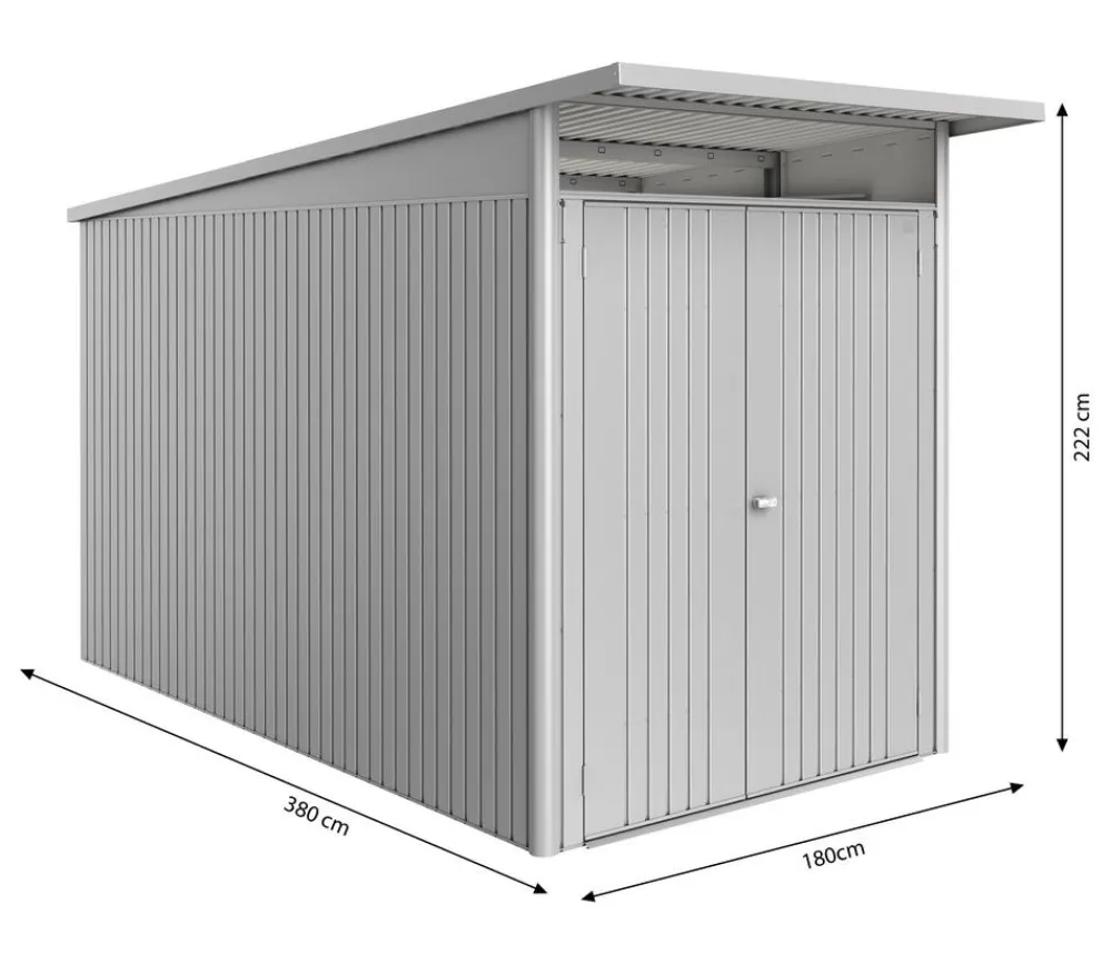 biohort Metallgerätehaus AvantGarde ECO A4, ca. B180/H222/T380 cm Silber