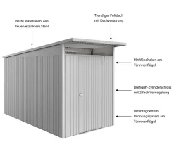 biohort Metallgerätehaus AvantGarde ECO A4, ca. B180/H222/T380 cm Silber Online