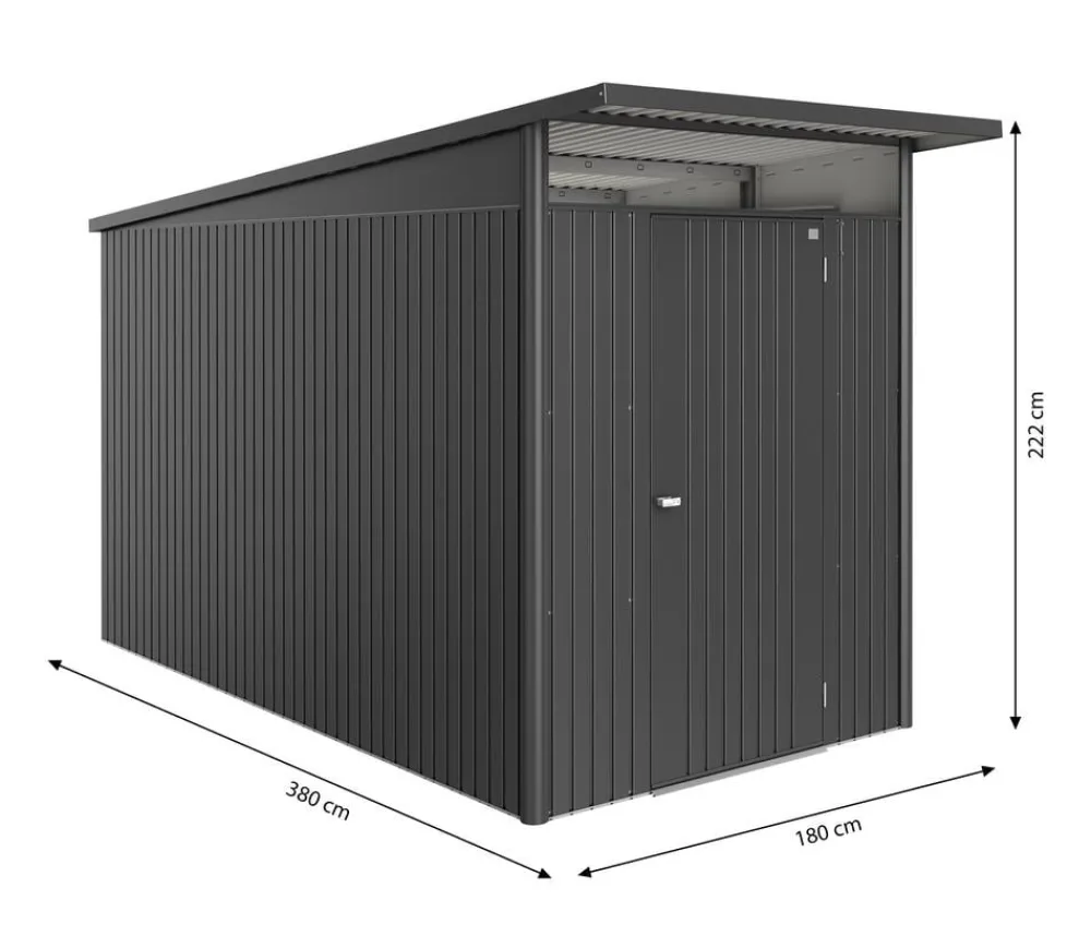 biohort Gartenhäuser & Gerätehäuser - Metallgerätehaus AvantGarde ECO A4, ca. B180/H222/T380 cm Dunkelgrau