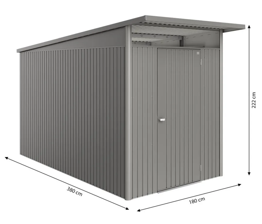 biohort Gartenhäuser & Gerätehäuser - Metallgerätehaus AvantGarde ECO A4, ca. B180/H222/T380 cm Quarzgrau