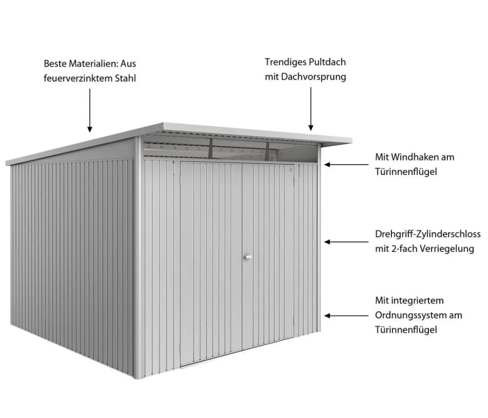 biohort Gartenhäuser & Gerätehäuser > Metallgerätehaus AvantGarde ECO A7, ca. B260/H217/T300 cm