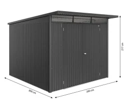 biohort Gartenhäuser & Gerätehäuser - Metallgerätehaus AvantGarde ECO A7, ca. B260/H217/T300 cm Dunkelgrau