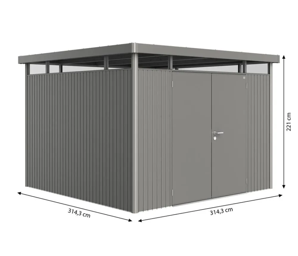 biohort Gartenhäuser & Gerätehäuser - Metallgerätehaus HighLine H6, ca. B314,3/H221/T314,3 cm Dunkelgrau