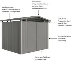 biohort Gartenhäuser & Gerätehäuser - Metallgerätehaus Panorama® P3, ca. B273/H227/T238 cm Quarzgrau
