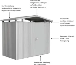 biohort Gartenhäuser & Gerätehäuser > Metallgerätehaus Panorama® P1, ca. B273/H227/T158 cm