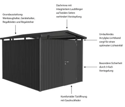 biohort Gartenhäuser & Gerätehäuser > Metallgerätehaus Panorama® P5, ca. B273/H227/T318 cm