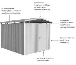 biohort Metallgerätehaus Panorama® P5, ca. B273/H227/T318 cm Silber