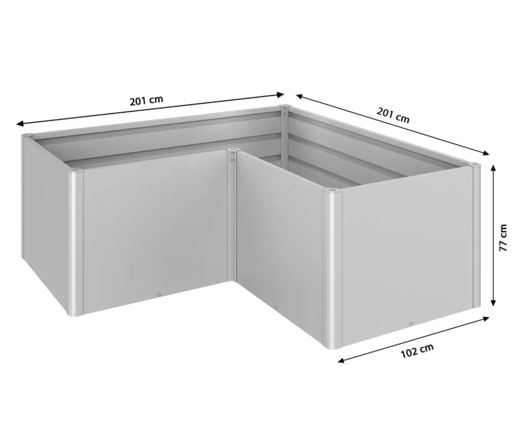 biohort Hochbeete & Frühbeete - Metall-HochBeet L, ca. B201,6/H77/T201,6 cm Silber