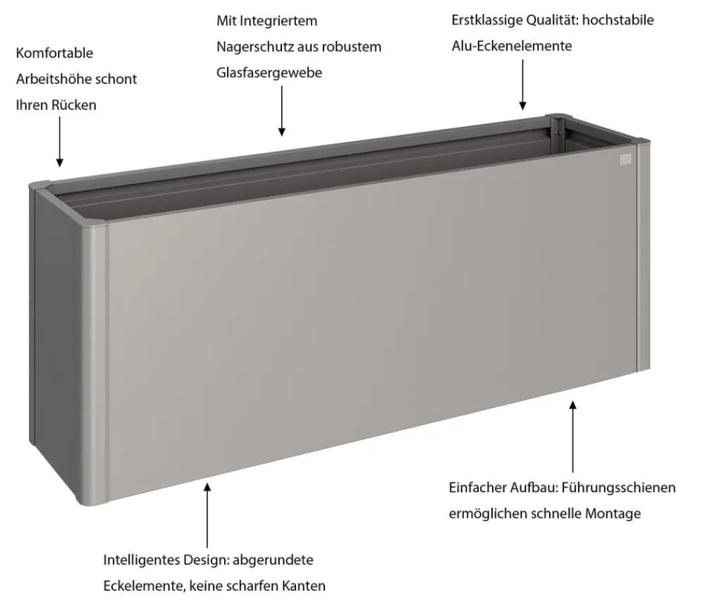 biohort Metall HochBeet 2x0,5, ca. B201,6/H77/T54,7 cm Quarzgrau Discount