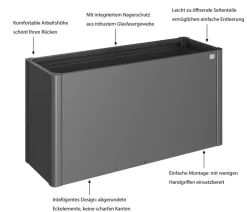 biohort Metall HochBeet 1,5x0,5, ca. B152/H77/T53 cm Dunkelgrau Outlet