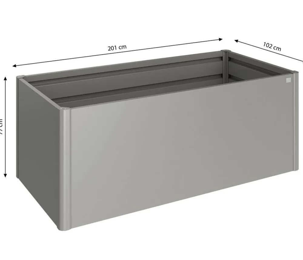 biohort Hochbeete & Frühbeete - Metall-HochBeet 2x1, ca. B201,6/H77/T103,1 cm Quarzgrau