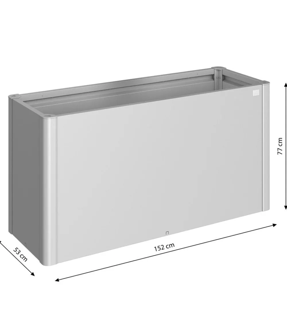 biohort Hochbeete & Frühbeete - Metall HochBeet 1,5x0,5, ca. B152/H77/T53 cm Silber