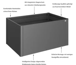biohort Hochbeete & Frühbeete - Metall Hochbeet 1,5x1, ca. B152/H77/T102 cm Silber