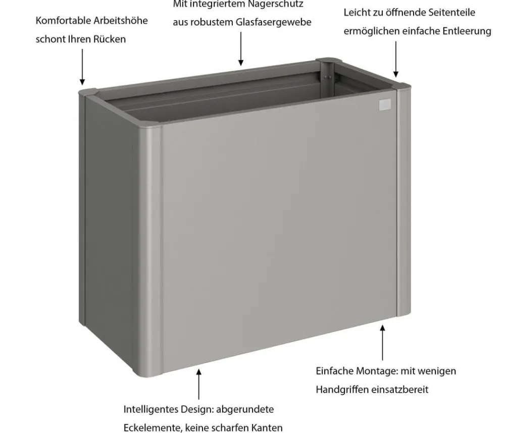 biohort Hochbeete & Frühbeete - Metall HochBeet 1x0,5, ca. B103,1/H77/T54,7 cm Quarzgrau