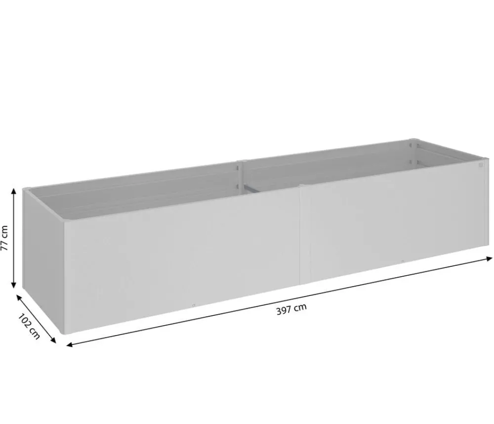 biohort Metall-Hochbeet 4x1, ca. B397/H77/T102 cm Silber Clearance