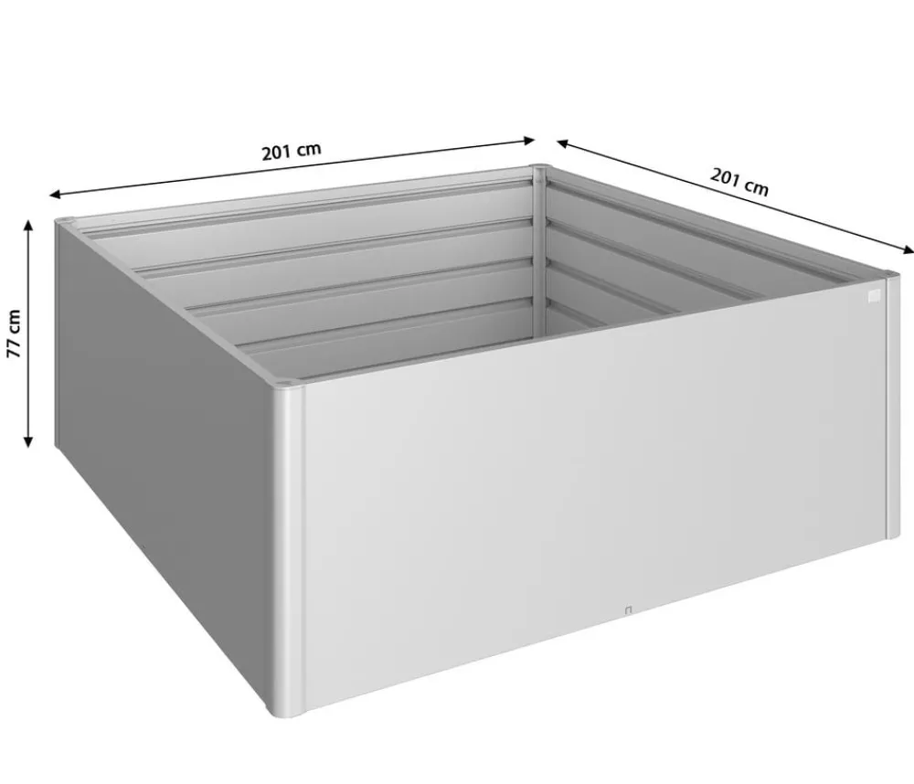 biohort Metall-HochBeet 2x2, ca. B201,6/H77/T201,6 cm Silber