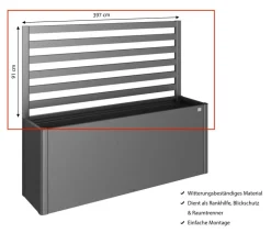 biohort Metall-Rankgitter für HochBeet 4x1, ca. B397/H91/T4 cm Dunkelgrau Best