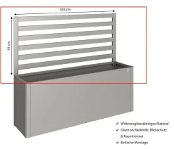 biohort Rankgitter & Obelisken|Hochbeete & Frühbeete - Metall-Rankgitter für HochBeet 4x1, ca. B397/H91/T4 cm Quarzgrau