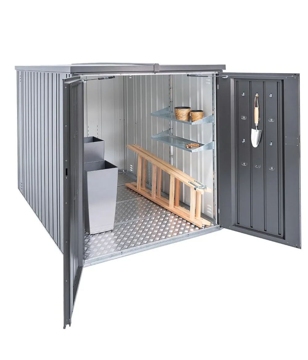 biohort Gartenschränke & Minigaragen - MiniGarage L, ca. B145/H151/T203 cm Dunkelgrau