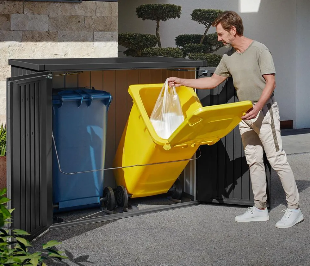 biohort Mülltonnenboxen - Mülltonnenbox Alex Duo, ca. B147/H129/T88 cm Dunkelgrau