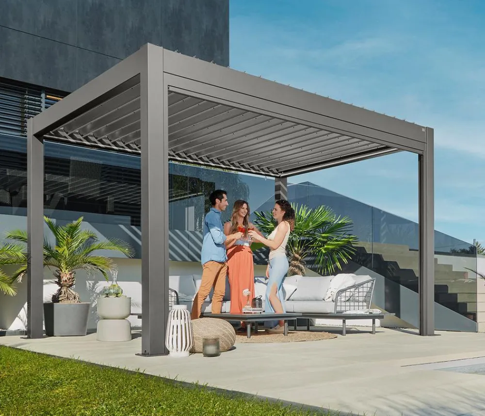 biohort Pergola 4 x 3 einfarbig, ca. B404,5/H264/T312 cm Quarzgrau