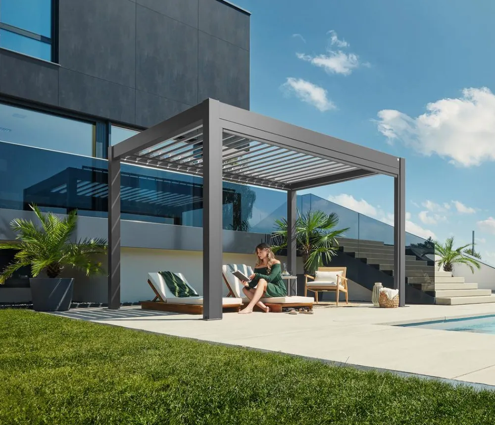 biohort Pergola 4 x 3 einfarbig, ca. B404,5/H264/T312 cm Quarzgrau
