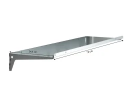 biohort Regalböden, ca. B72/H7/T24,5 cm, 4er Set Silber New